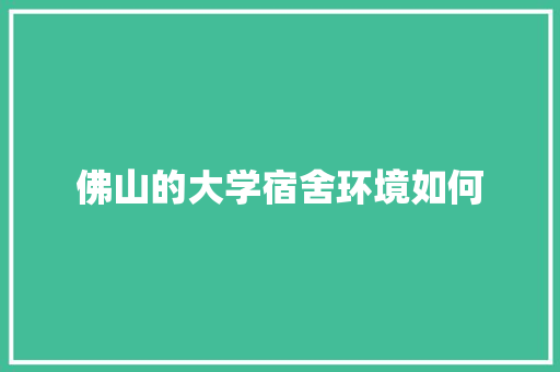 佛山的大学宿舍环境如何