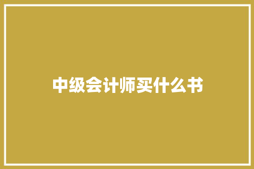 中级会计师买什么书