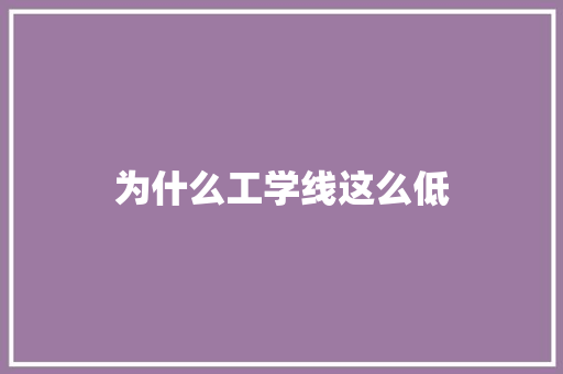 为什么工学线这么低
