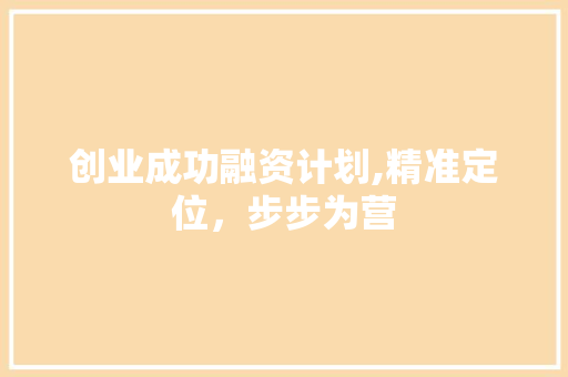 创业成功融资计划,精准定位，步步为营
