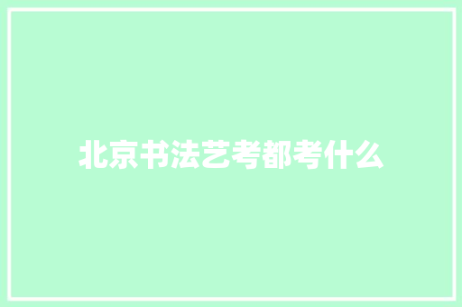 北京书法艺考都考什么