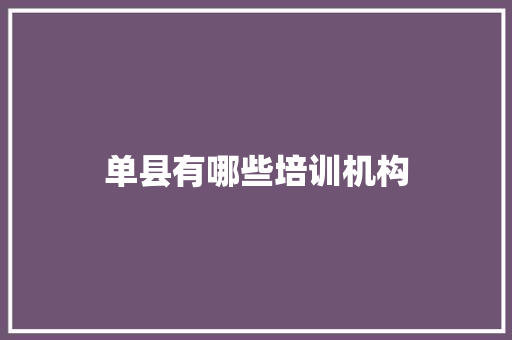 单县有哪些培训机构