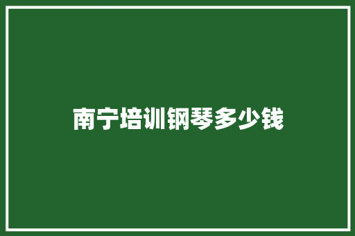 南宁培训钢琴多少钱