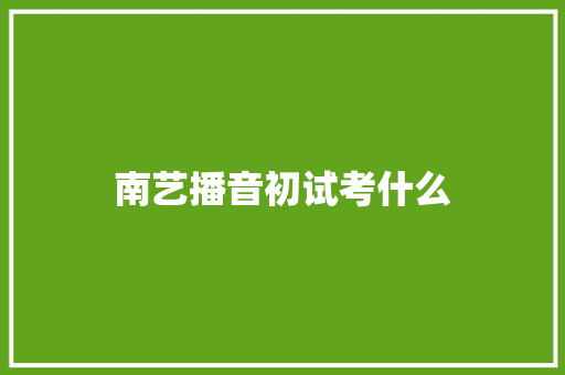 南艺播音初试考什么