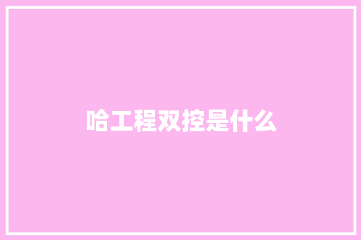哈工程双控是什么