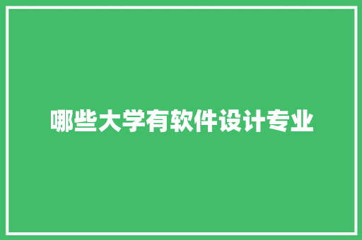 哪些大学有软件设计专业