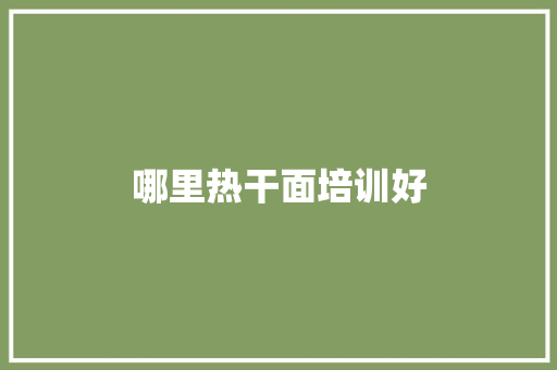 哪里热干面培训好