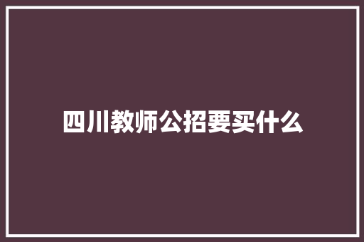 四川教师公招要买什么