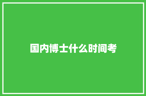 国内博士什么时间考
