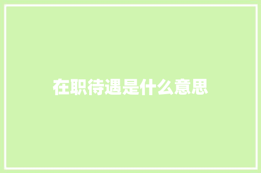 在职待遇是什么意思