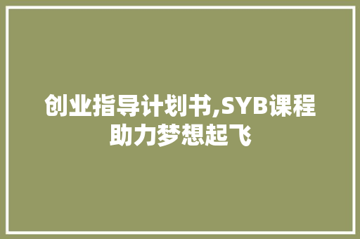 创业指导计划书,SYB课程助力梦想起飞
