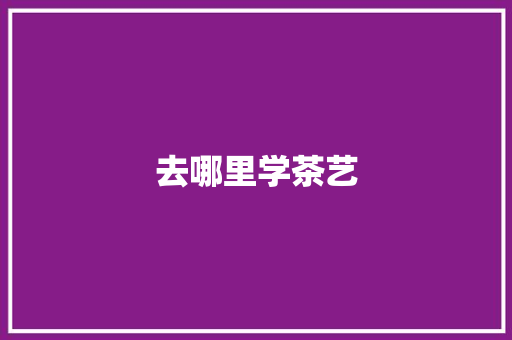 去哪里学茶艺