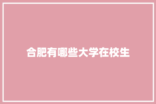 合肥有哪些大学在校生