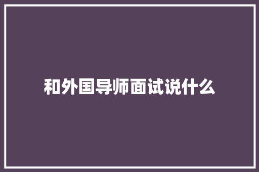 和外国导师面试说什么