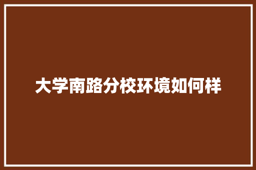 大学南路分校环境如何样
