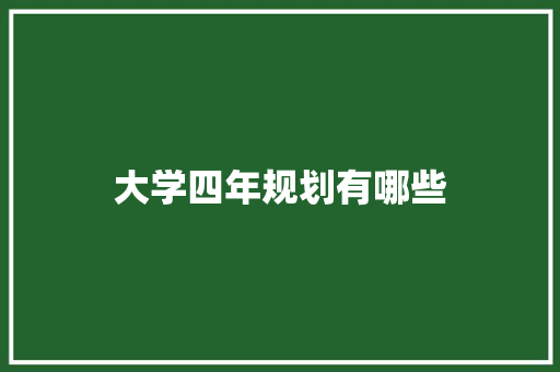 大学四年规划有哪些
