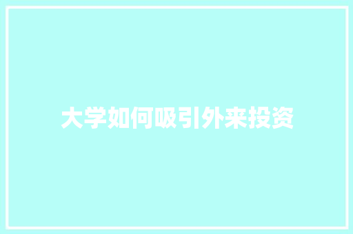 大学如何吸引外来投资