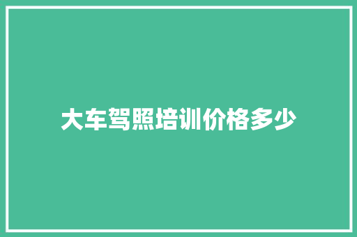 大车驾照培训价格多少
