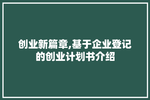 创业新篇章,基于企业登记的创业计划书介绍