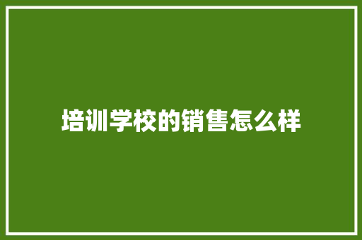 培训学校的销售怎么样