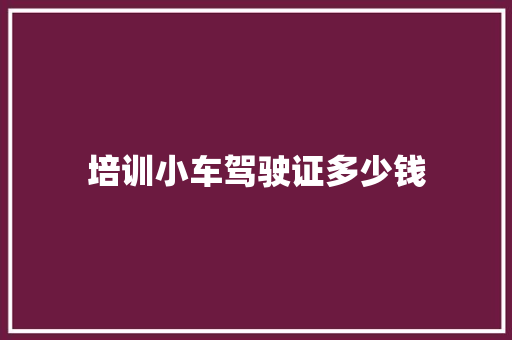培训小车驾驶证多少钱