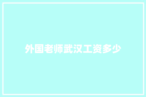 外国老师武汉工资多少