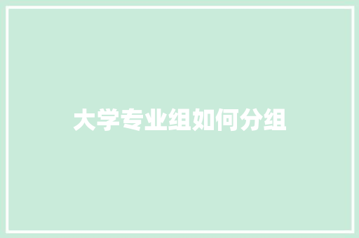 大学专业组如何分组
