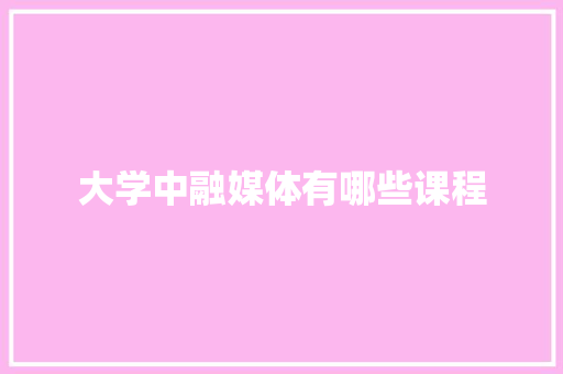 大学中融媒体有哪些课程
