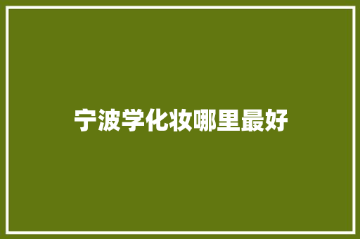 宁波学化妆哪里最好