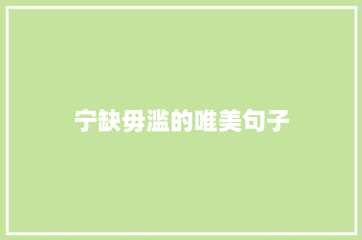 宁缺毋滥的唯美句子