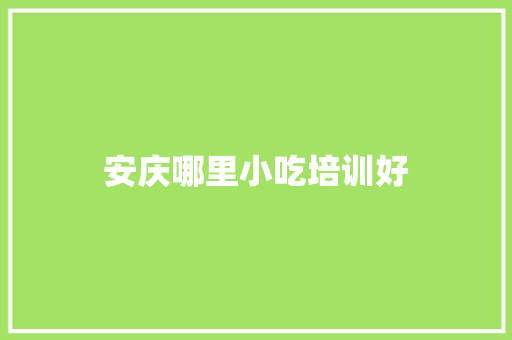 安庆哪里小吃培训好