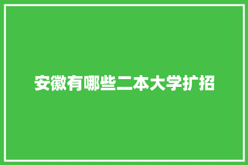安徽有哪些二本大学扩招