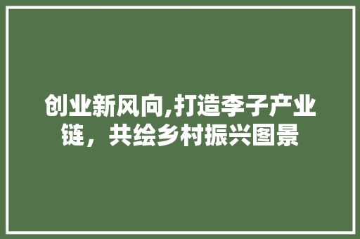 创业新风向,打造李子产业链，共绘乡村振兴图景
