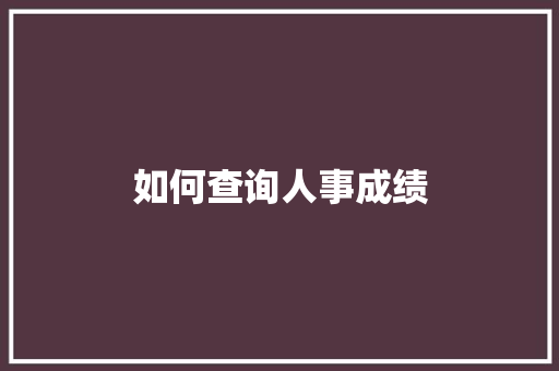 如何查询人事成绩