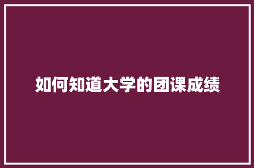 如何知道大学的团课成绩