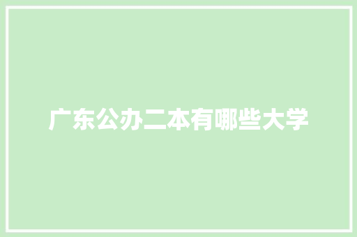 广东公办二本有哪些大学