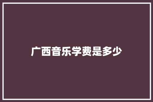 广西音乐学费是多少