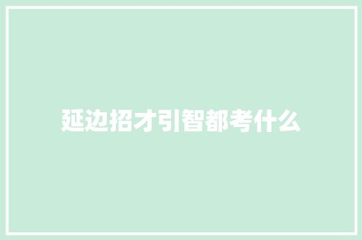 延边招才引智都考什么