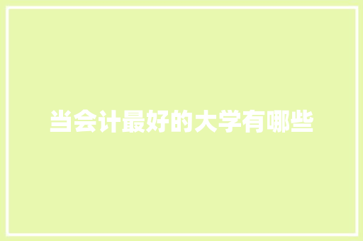 当会计最好的大学有哪些