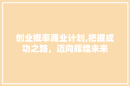 创业概率商业计划,把握成功之路，迈向辉煌未来