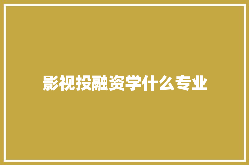 影视投融资学什么专业