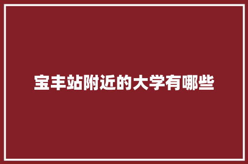 宝丰站附近的大学有哪些