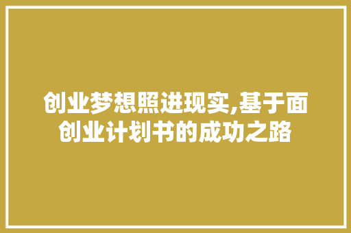 创业梦想照进现实,基于面创业计划书的成功之路