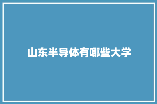 山东半导体有哪些大学