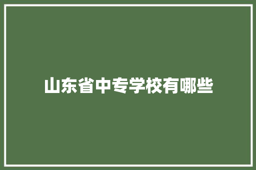 山东省中专学校有哪些