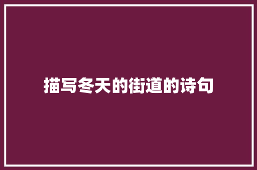描写冬天的街道的诗句
