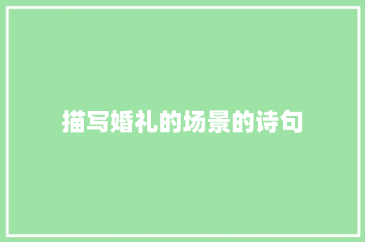 描写婚礼的场景的诗句