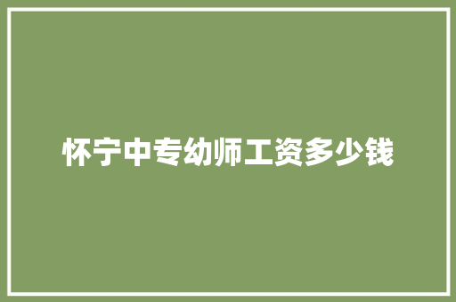 怀宁中专幼师工资多少钱