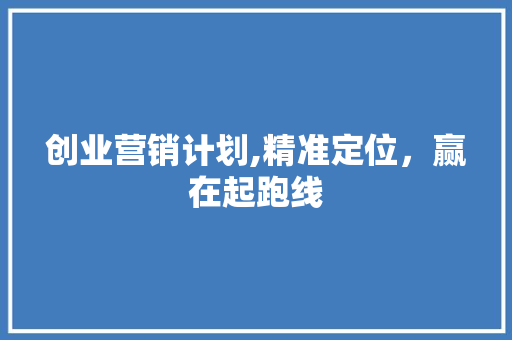 创业营销计划,精准定位，赢在起跑线