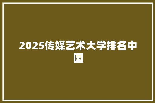 2025传媒艺术大学排名中国